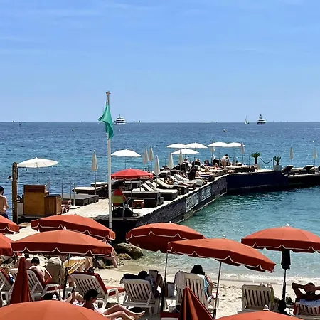 公寓 Juan 4 Prs, Clim, 300m Plage, Piscine, Parking 昂蒂布
